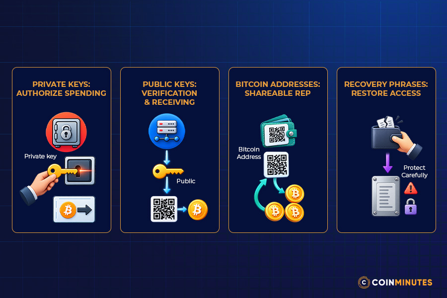 Private Keys, Public Keys, Addresses, and Recovery Phrases