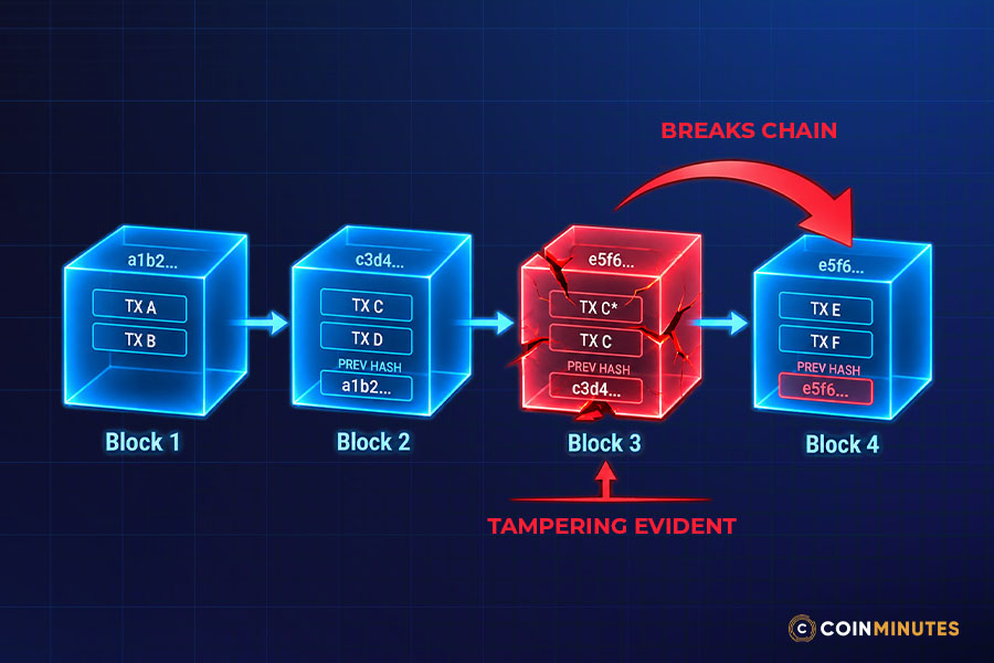 Hash-Linked Blocks Expose Attempts to Rewrite History