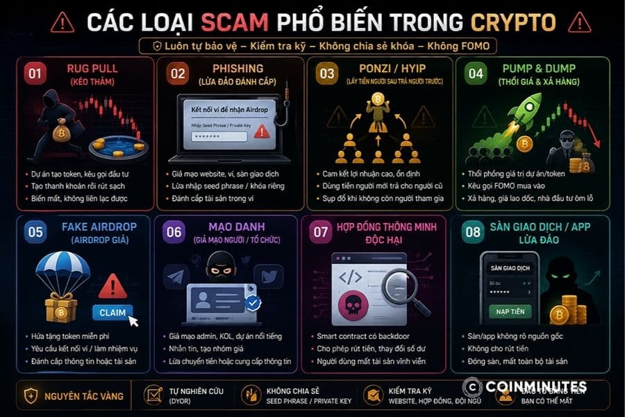 Nhận diện các loại scam phổ biến trong crypto để tránh khi đầu tư