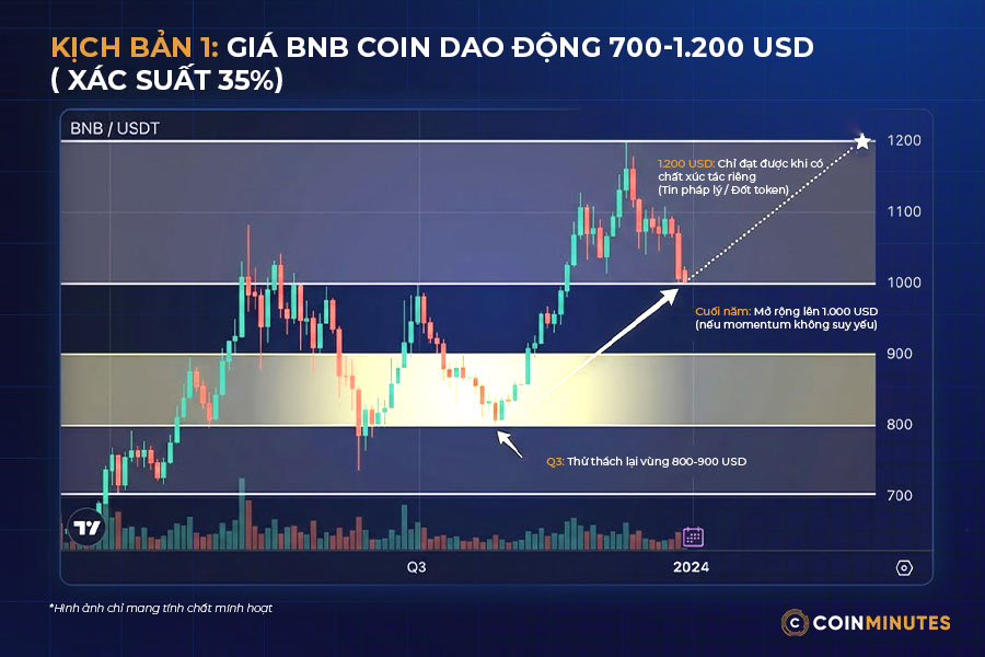 Giá BNB Coin dao động 700-1.200 USD