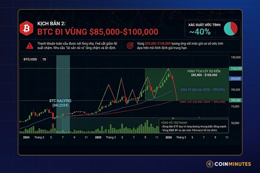 Kịch bản 2: BTC đi vùng $85,000-$100,000