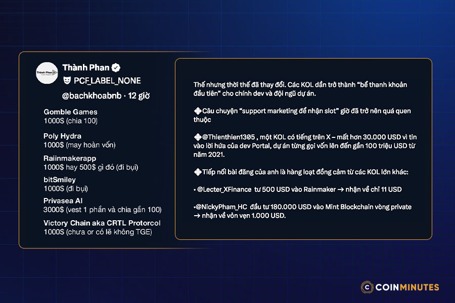 KOL trở thành nơi để dự án “exit liquidity”