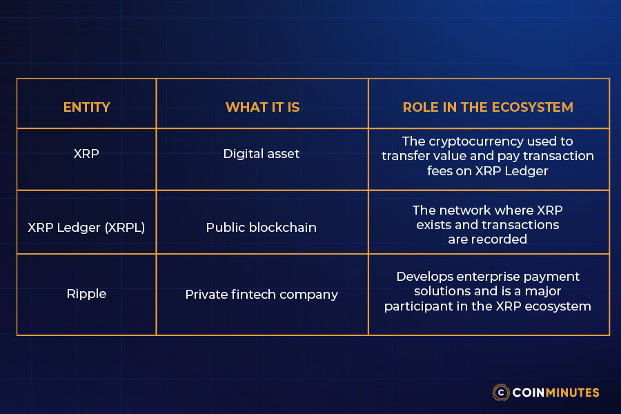 Understanding the different roles of XRP, Ripple, and XRP Ledger