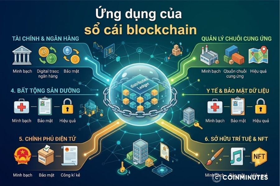 Sổ cái được ứng dụng vào nhiều lĩnh vực trong đời sống như tài chính, hợp đồng, kỹ thuật số