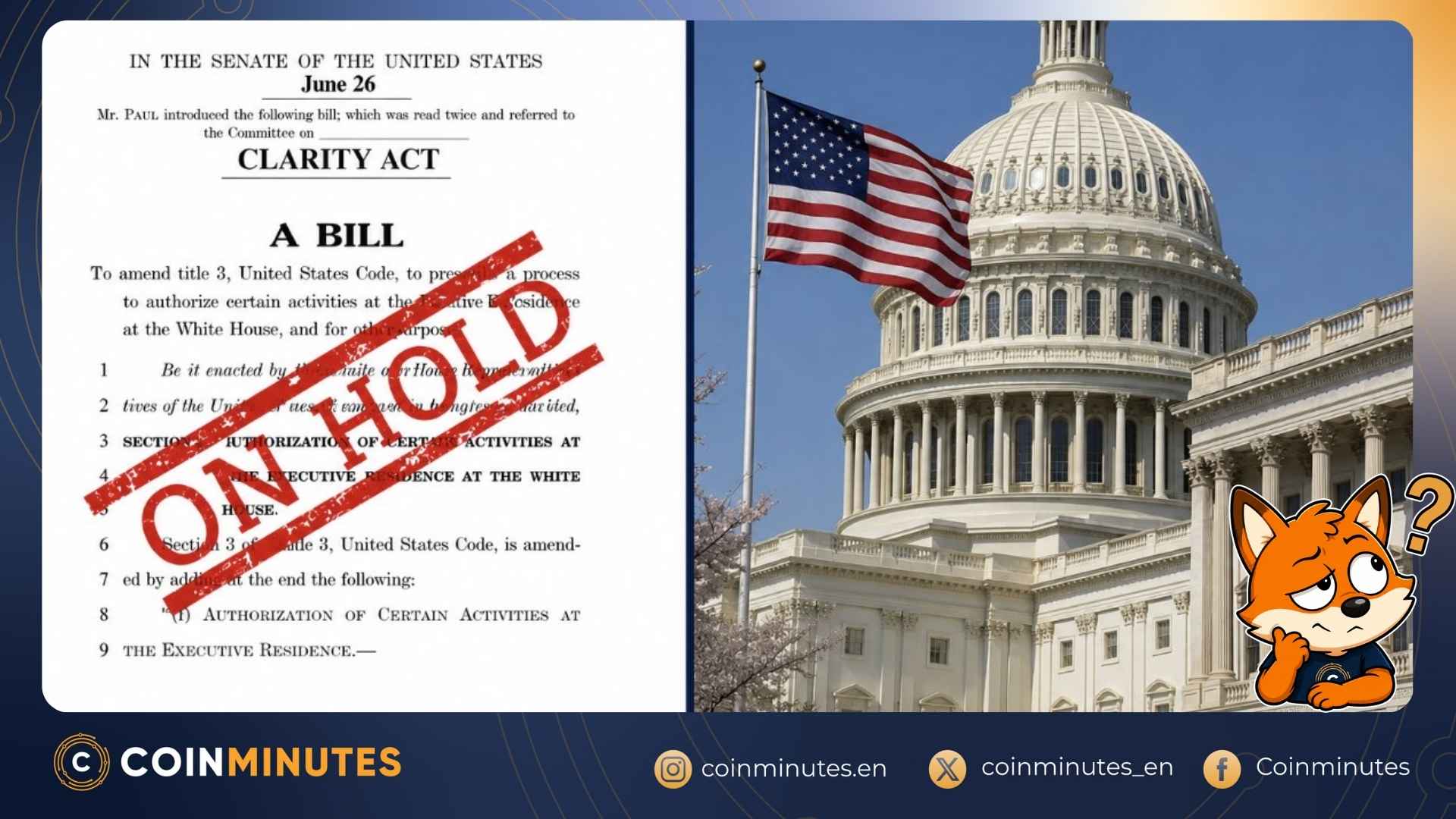 U.S. Senate Puts Crypto Clarity Act on Hold