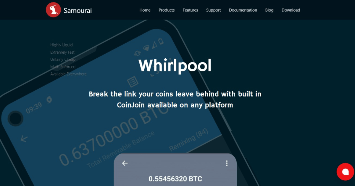 samourai wallet whirlpool website