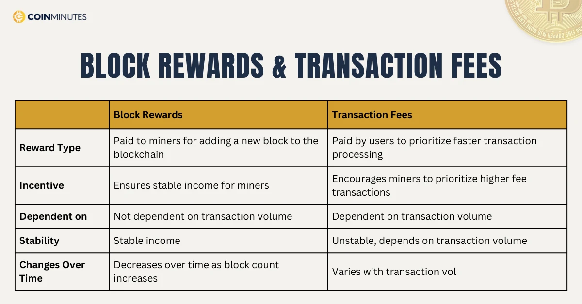 Comparison of Block rewards & Transaction fees