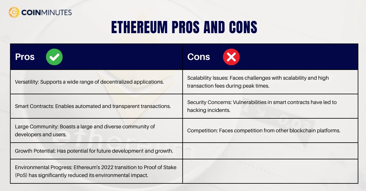 ethereum pros and cons