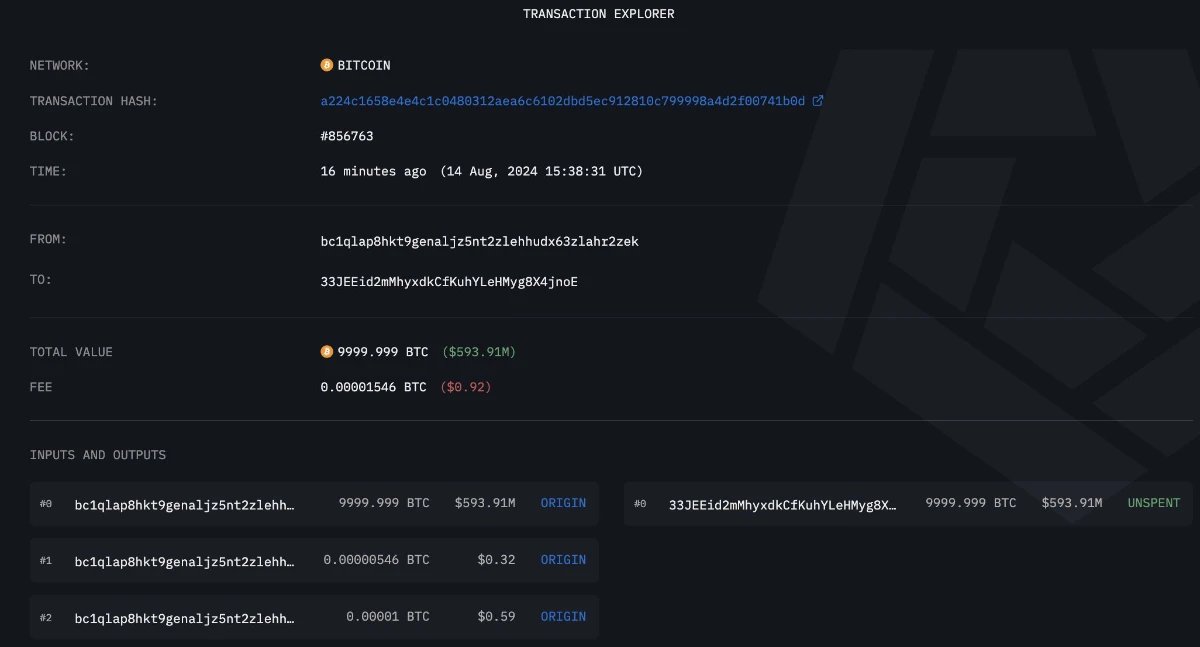 us transfer 10000 btc